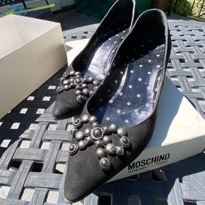 Moschino studded black suede kitten heel